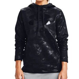 NWOT Under Armour Women's Black Fleece Big Logo Camo Shine Hoodie Size M